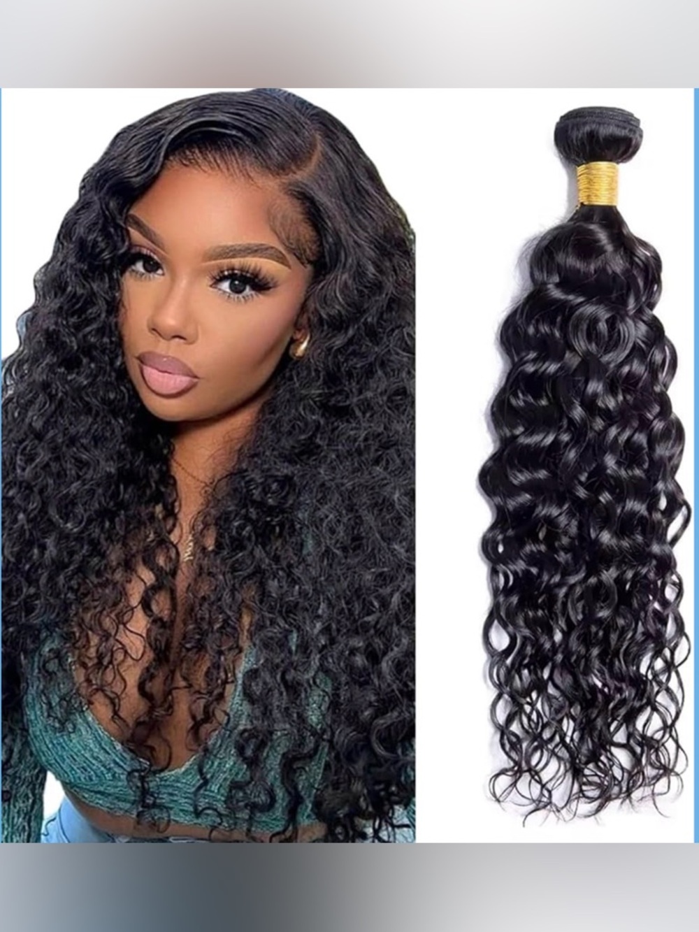 BundlesWater Wave Bundle Human Hair One 24 Inch Black Color